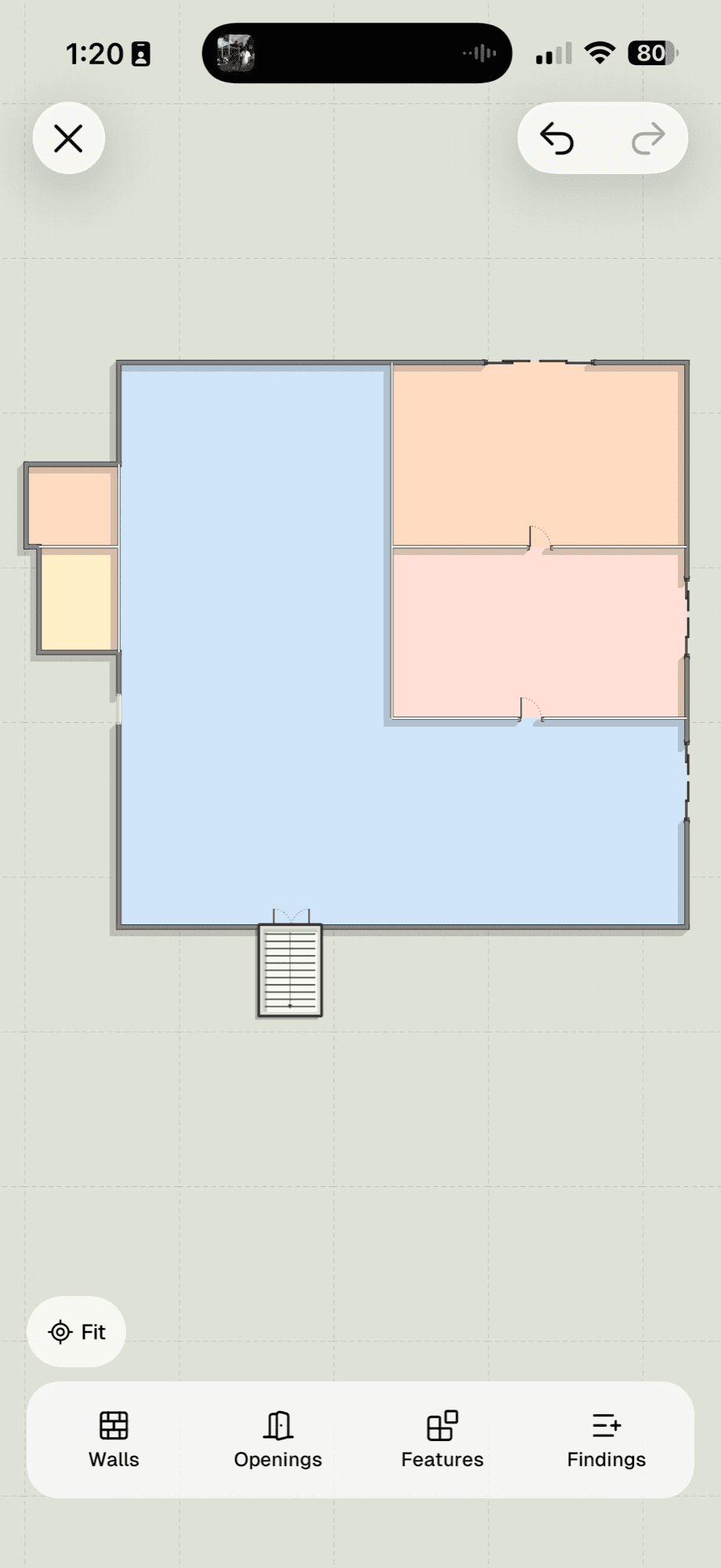Noma mobile diagram editor showing a prepared property outline